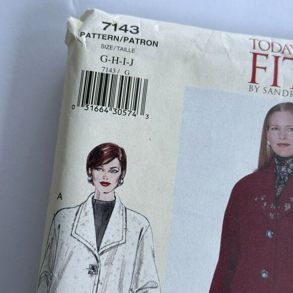 Vtg Vogue 7143 Sewing Pattern Coat Jacket PLUS Sz G-J (46-55) Todays Fit Betzina - Picture 2 of 5